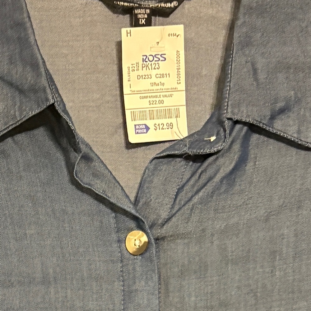 Women’s light weight blue jean button up
